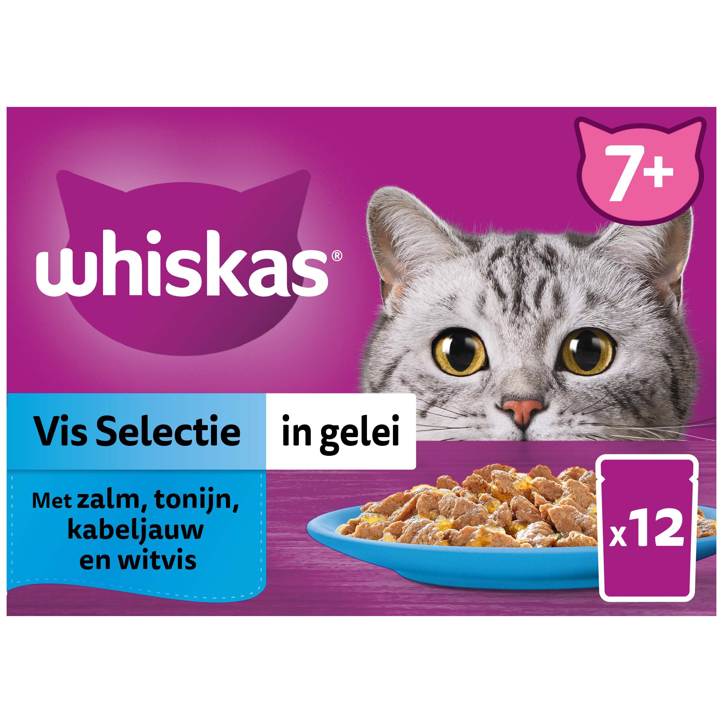 Whiskas  7+ Vis Selectie in gelei - Kattenvoer - 12x85 gram - 1020 - gelei