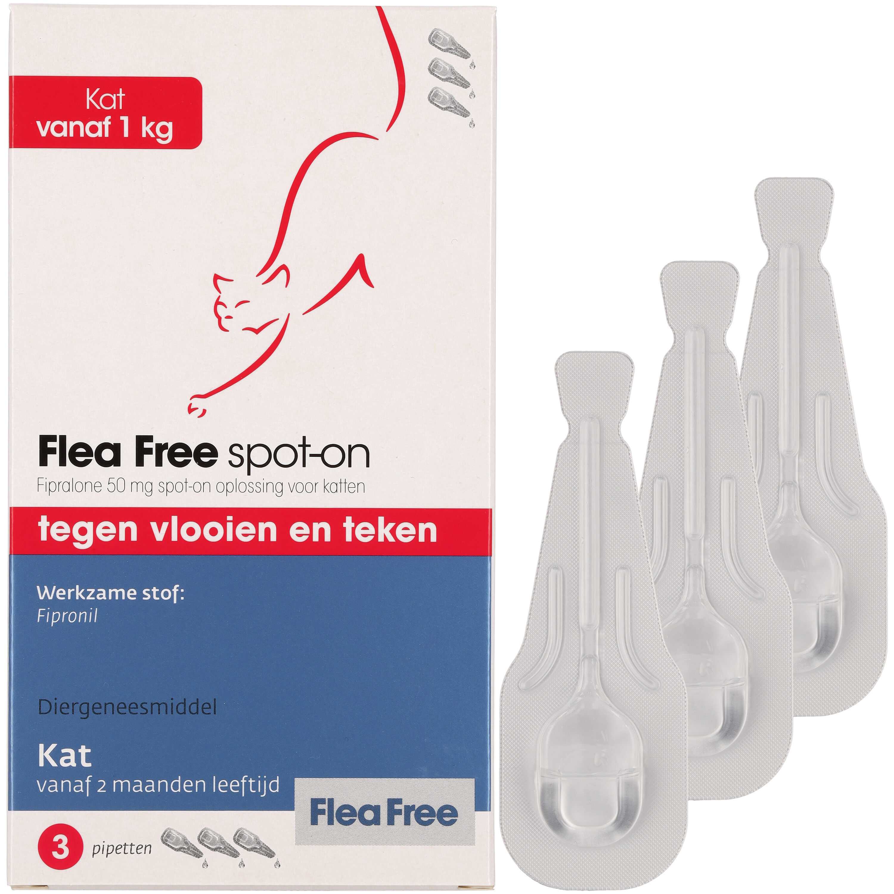 Flea Free Spot-on Kat - Vlooien- en tekenmiddel - 14.60 cm - 8.10 cm - 2.00 cm