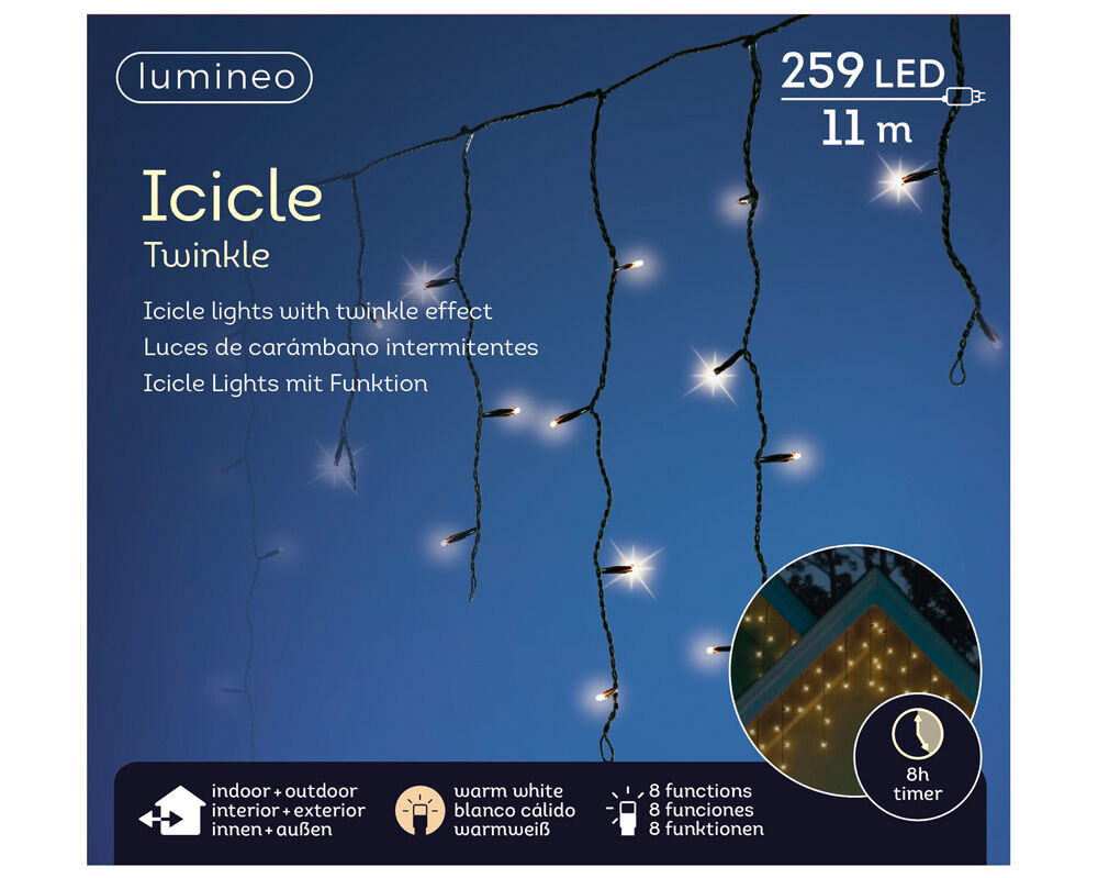 Lumineo Twinkelend- IJspegelverlichting - 259 lampjes - Warm wit