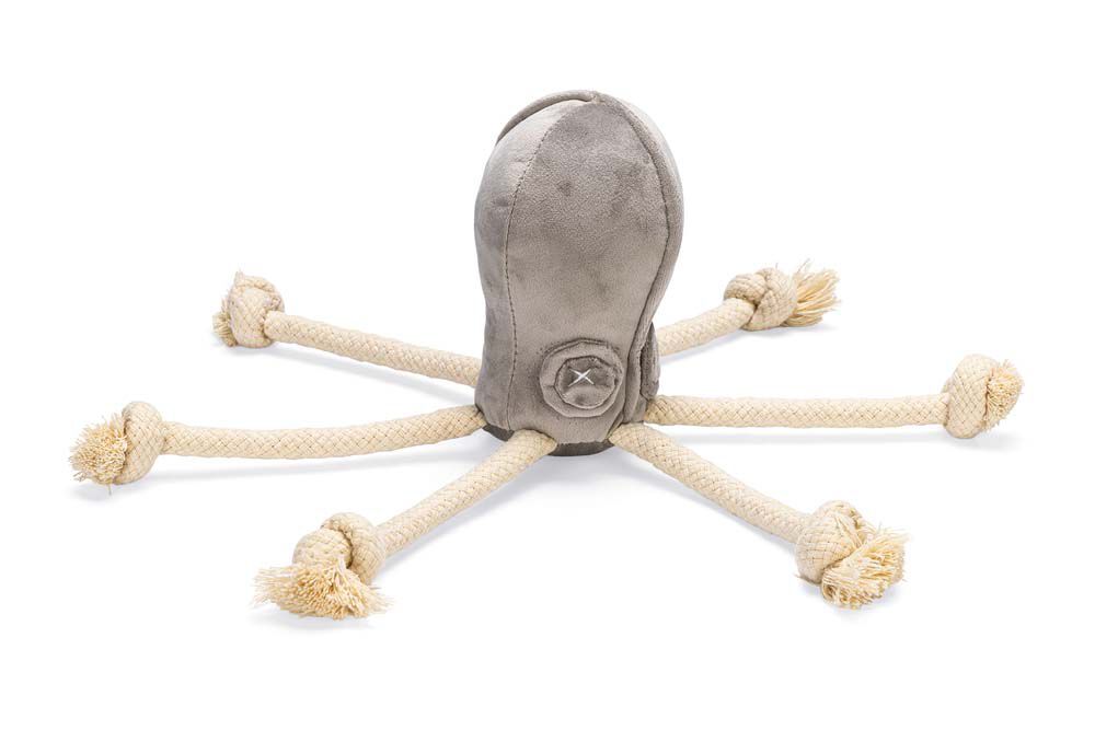 Designed by Lotte Inktvis Aisha Knuffel - Hondenspeelgoed - grijs - 10x11x15 cm