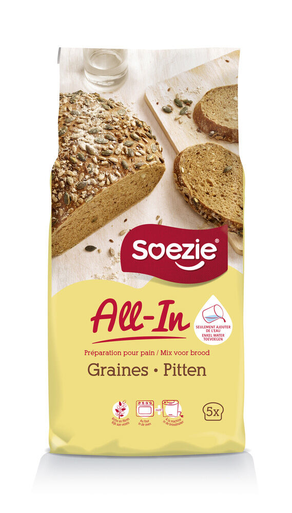 Soezie All-in-mix Brood met pitten - Broodmeel - 2.5 Soezie All-in-mix Brood met pitten - Broodmeel - 2.5