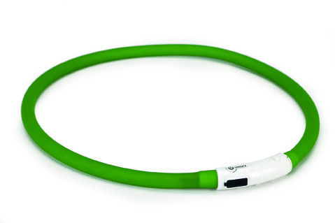 Beeztees Dogini USB - Lichtgevende Halsband  - Hond - 28.00 cm - groen - 10 mm - 20.00 cm - Medium - 70.00 cm