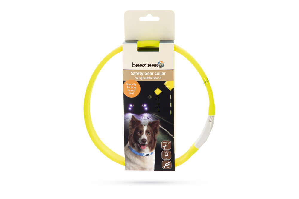 Beeztees Safety Gear Glowy USB - Lichtgevende Halsband - Hond - 25.70 cm - geel - 25 mm - 21.50 cm - 65.00 cm