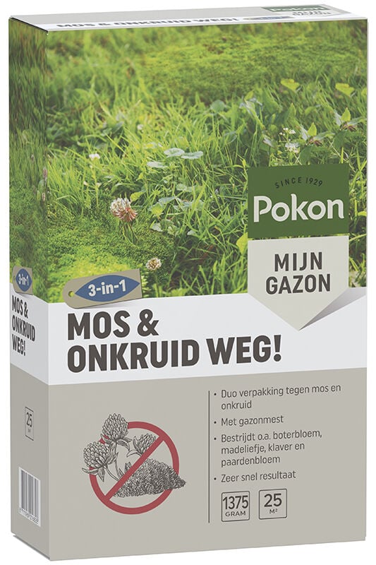 POKON Mos en Onkruid weg - Gazonmeststof - 25 m2 - 1375