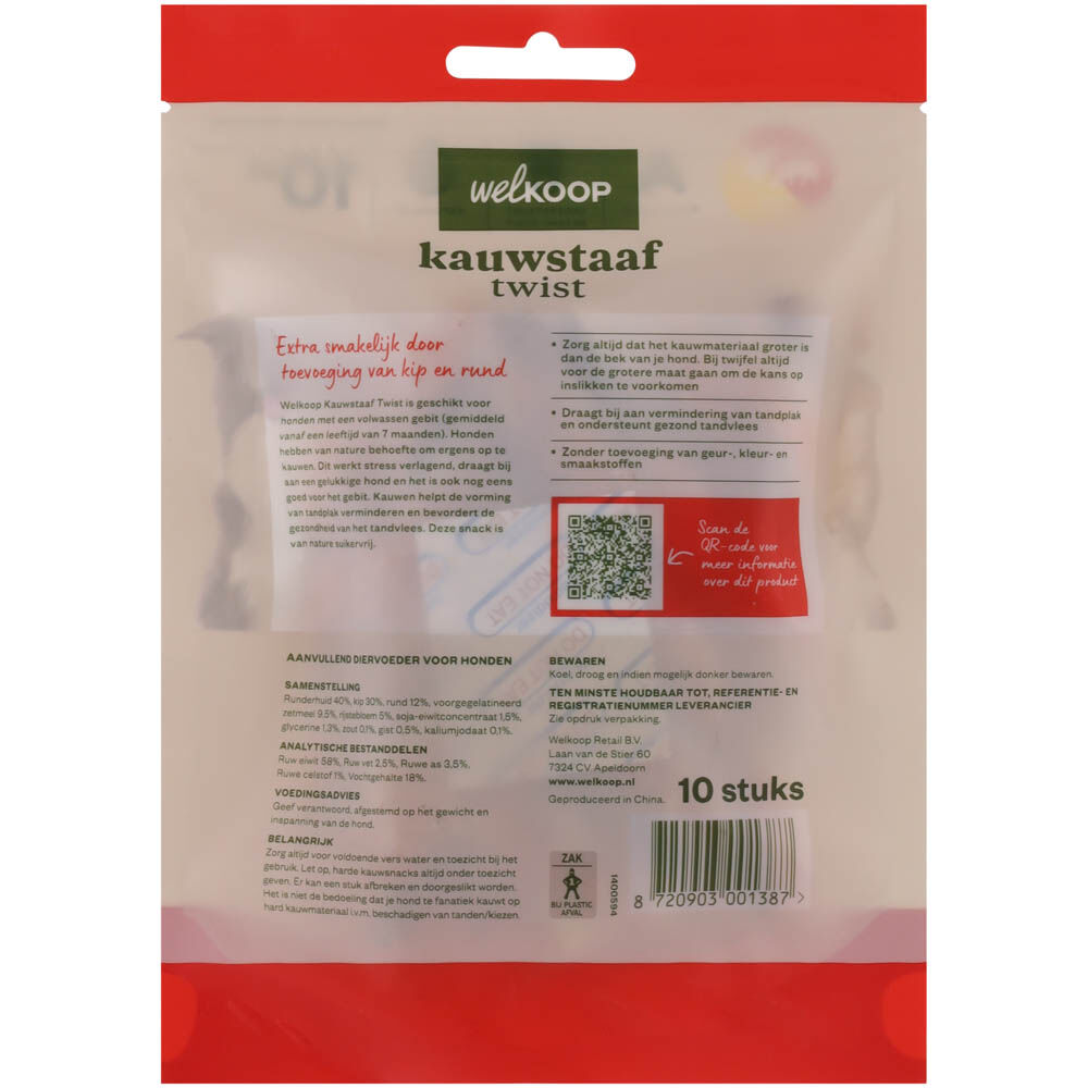 Welkoop - Kauwstaaf Twist - Extra Rund & Kipsmaak - rund