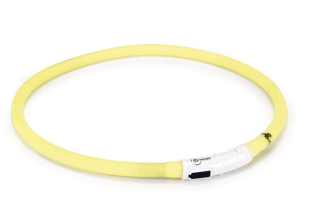 Beeztees Dogini USB - Lichtgevende Halsband  - Hond - 28.00 cm - geel - 10 mm - 20.00 cm - Medium - 70.00 cm