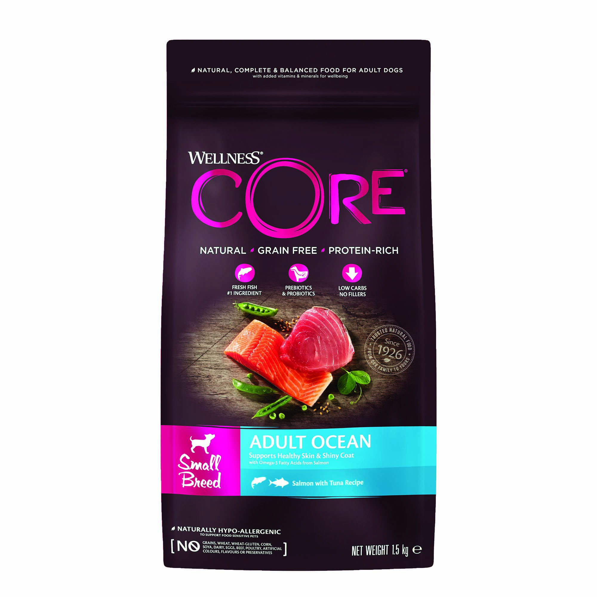 Wellness CORE Adult Ocean Small-Breed - Hondenvoer - 1.5 - tonijn, zalm Wellness CORE Adult Ocean Small-Breed - Hondenvoer - 1.5 - tonijn, zalm