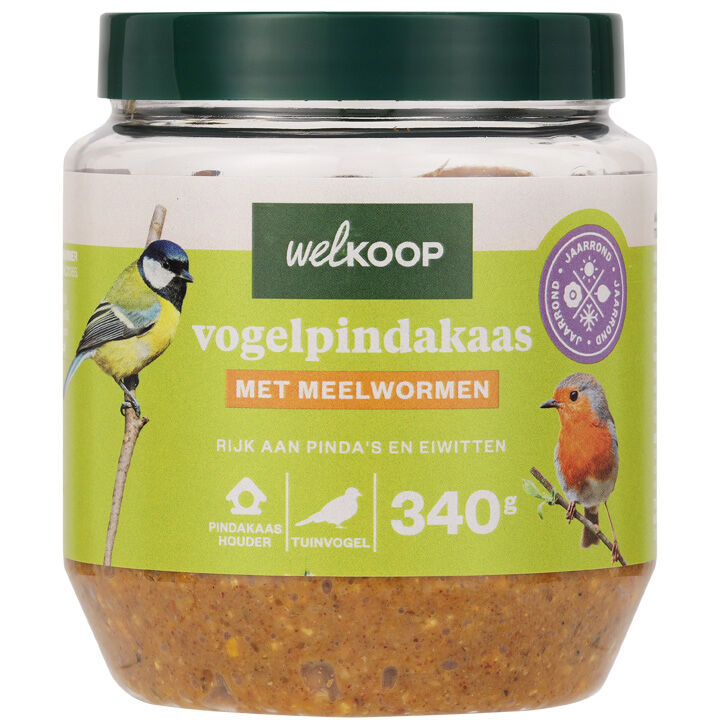 Welkoop - Vogelpindakaas - Tuinvogelvoer - Meelwormen - 3 stuks