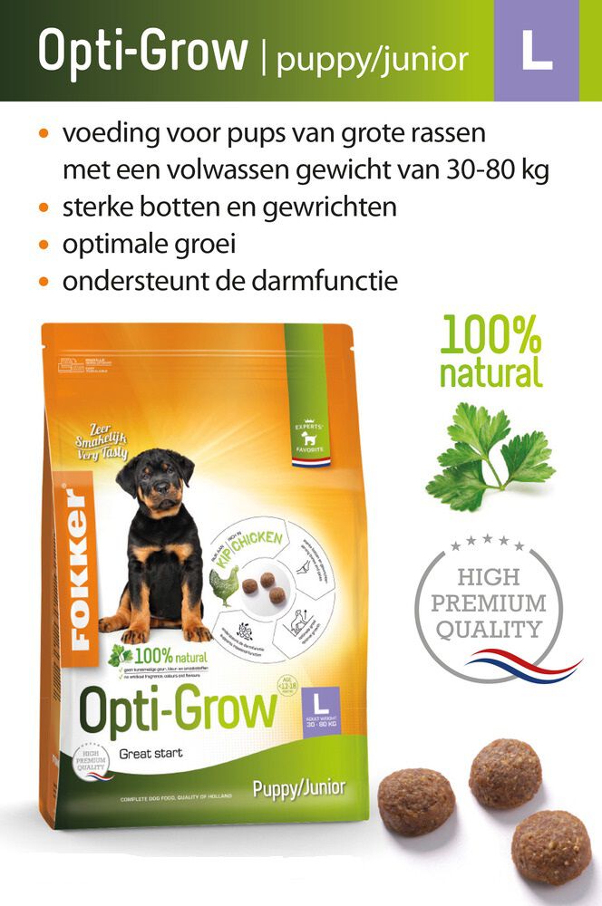 Fokker Opti-Grow L - Hondenvoer - 13.00 - kip, rijst