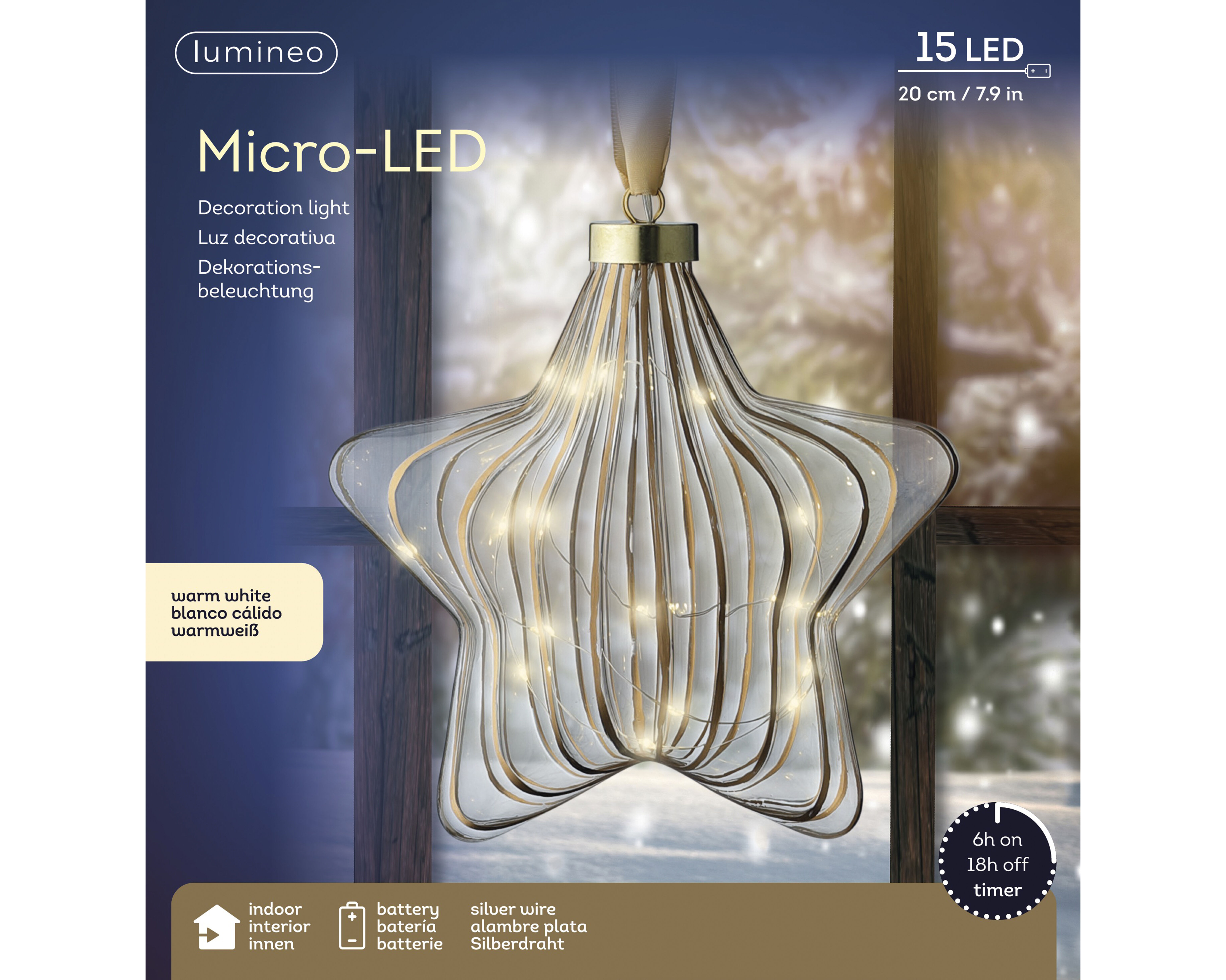 Lumineo LED Ster - Hanglamp - 15 - Wit - Warm wit Lumineo LED Ster - Hanglamp - 15 - Wit - Warm wit