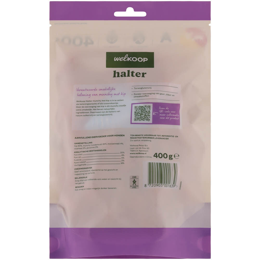 Welkoop Halter - Hondensnacks - 400 - rund, kip