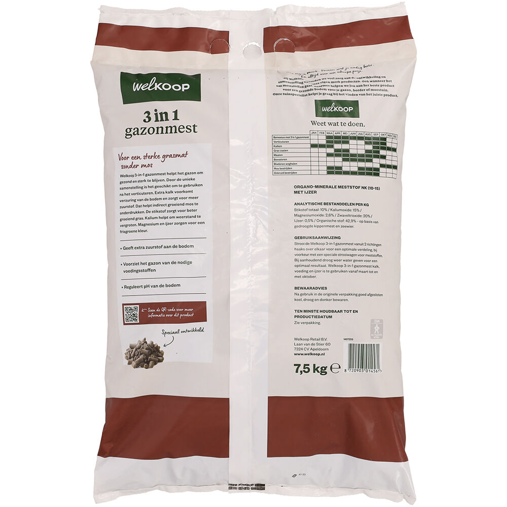 Welkoop - 3 in 1 Gazonmest - 200 m² - 7,5 kg