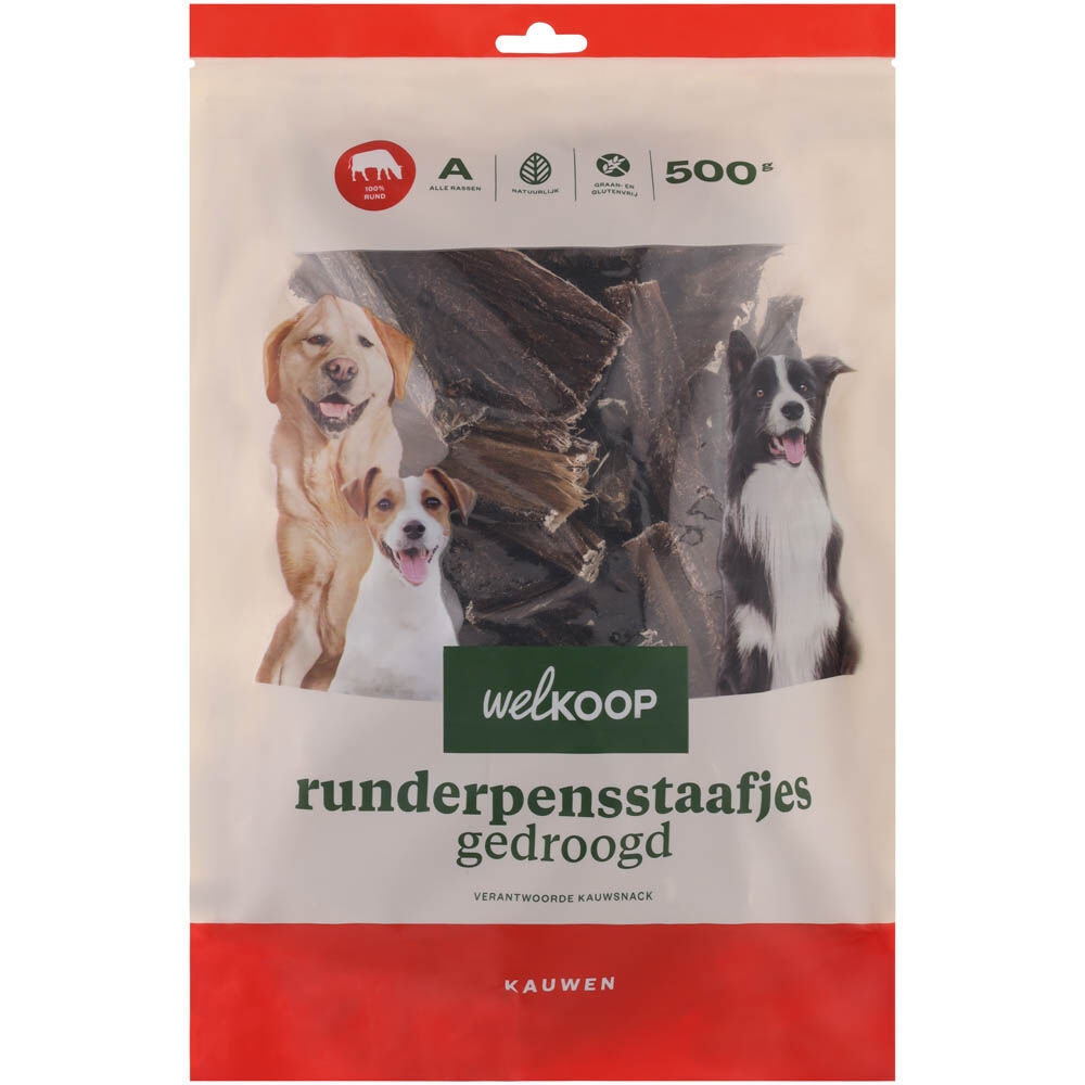 Welkoop - Runderpensstaafjes Gedroogd - 500 - rund Welkoop - Runderpensstaafjes Gedroogd - 500 - rund