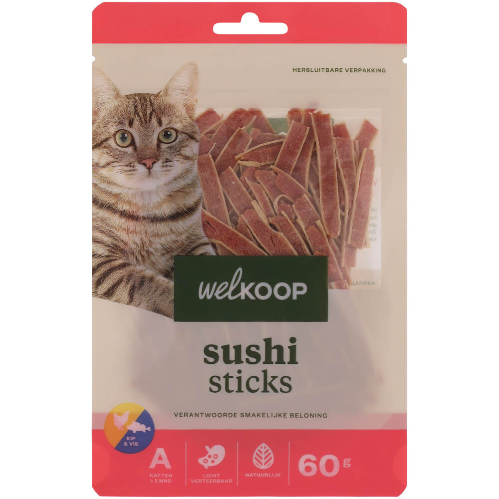 Welkoop Sushi sticks - Kattensnack - 60 - vis, kip
