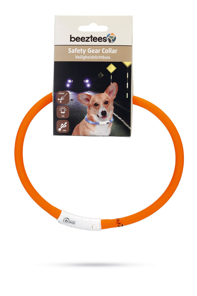 Beeztees Dogini USB - Lichtgevende Halsband  - Hond - 28.00 cm - oranje - 10 mm - 20.00 cm - 70.00 cm