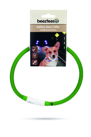 Beeztees Dogini USB - Lichtgevende Halsband  - Hond - 28.00 cm - groen - 10 mm - 20.00 cm - Medium - 70.00 cm