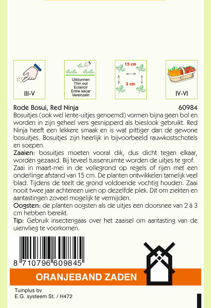Oranjeband zaden Bosui Rode Red Ninja - Groentezaden