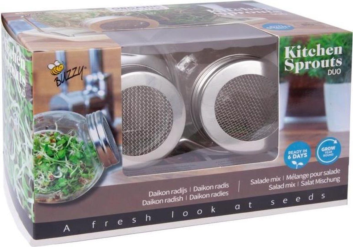 Buzzy® Organic Sprouting - Duo kiempot met schaal - 15.00 Buzzy® Organic Sprouting - Duo kiempot met schaal - 15.00