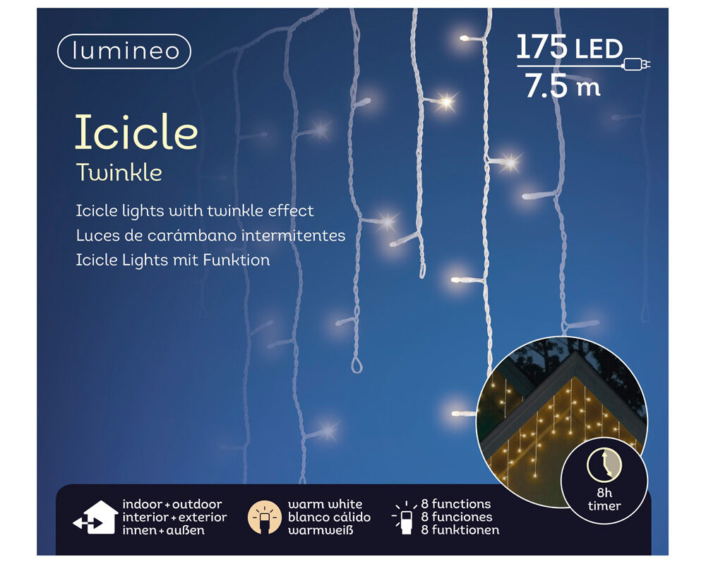 Lumineo Twinkelend - IJspegelverlichting - 175 - 16.3 cm - Warm wit