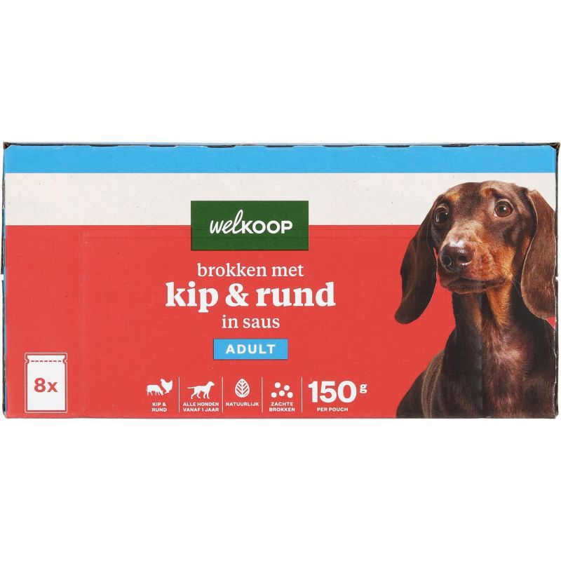 Welkoop Pouch - Hondenvoer - 8x150gr - 150 - rund