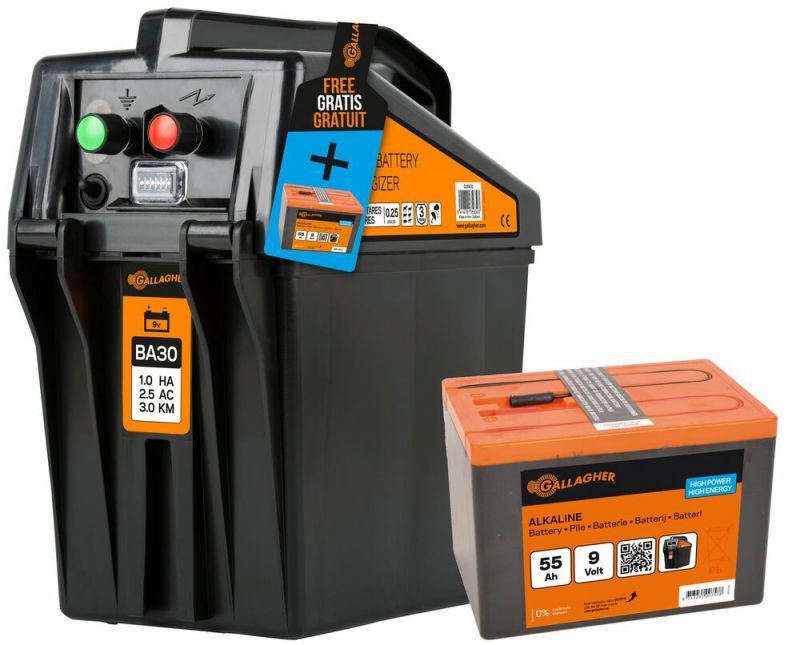 Gallagher BA30 met gratis 55Ah batterij - Schrikdraadapparaten Gallagher BA30 met gratis 55Ah batterij - Schrikdraadapparaten