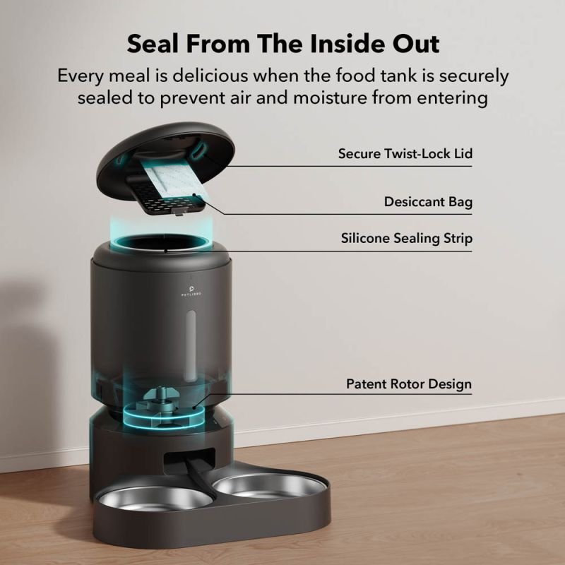 PETLIBRO Granary Duo met wifi - Automatische voerbak - Zwart - 19x34x19 cm