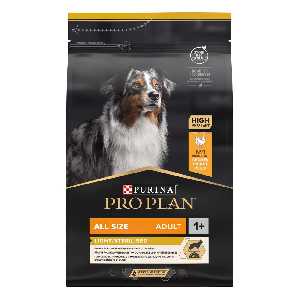 PRO PLAN Light/Sterilised Adult All Size - Hondenvoer - Kip - 3 kg