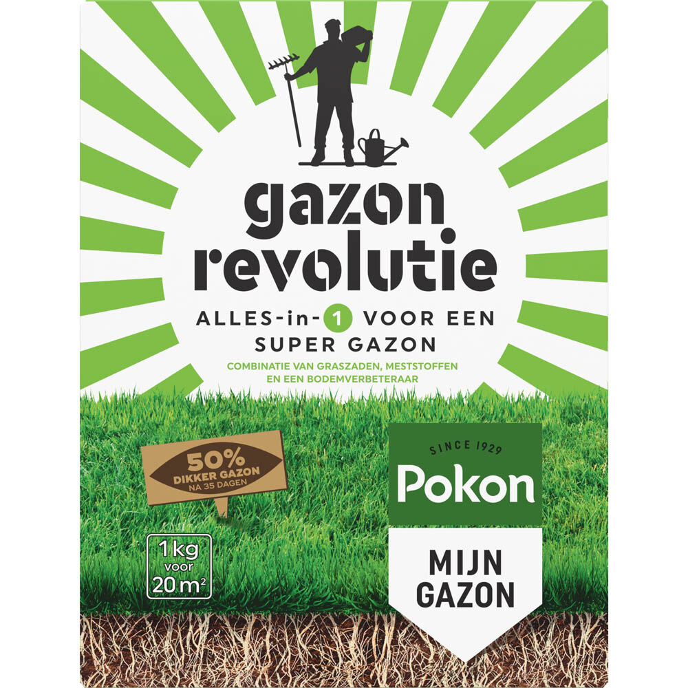 Pokon Gazonrevolutie Alles-in-1 - Gazonmest - 20 m² - 1 kg
