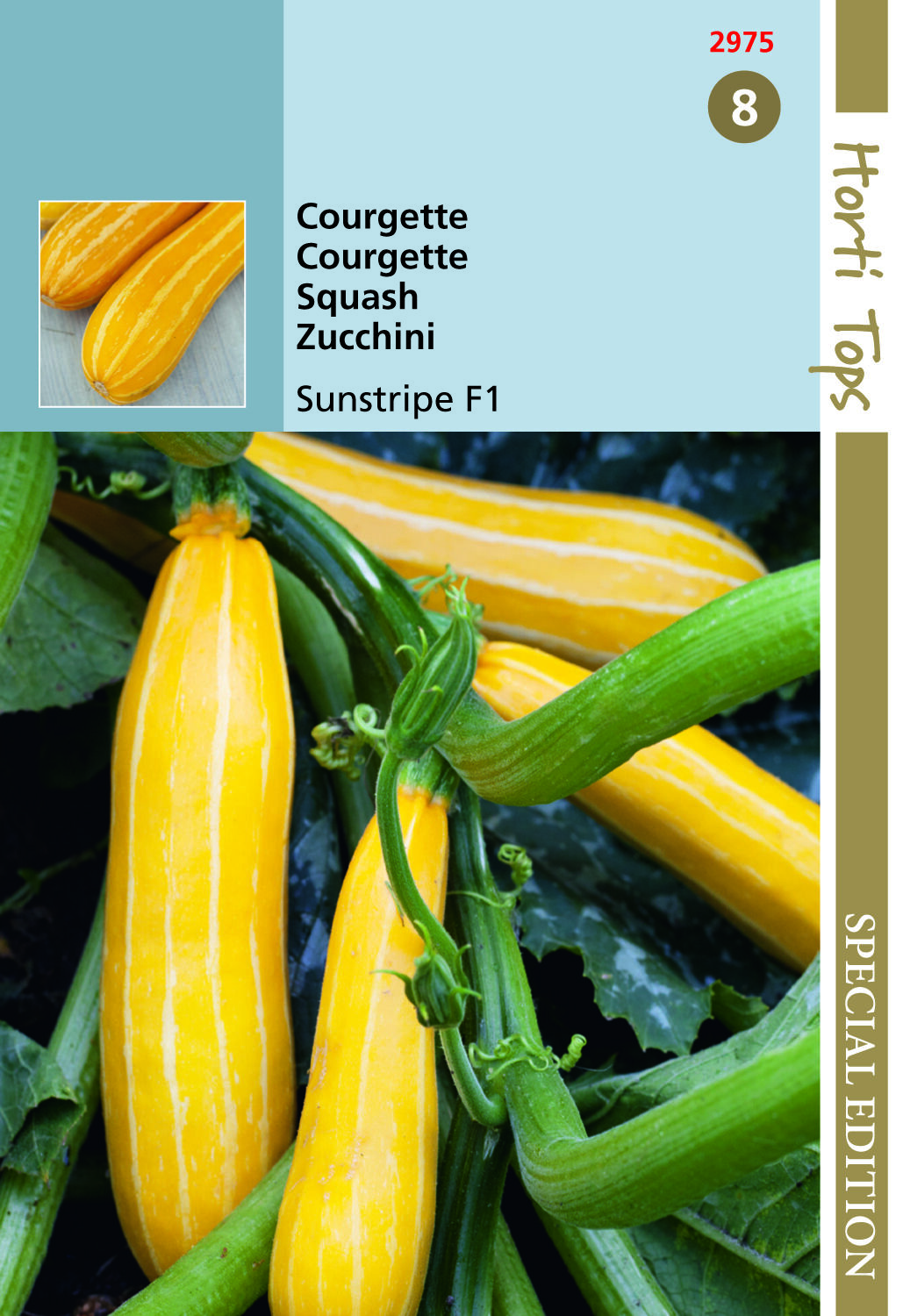 Hortitops Courgette Sunstripe geel F1 Cucurbita pepo - Groentezaden Hortitops Courgette Sunstripe geel F1 Cucurbita pepo - Groentezaden