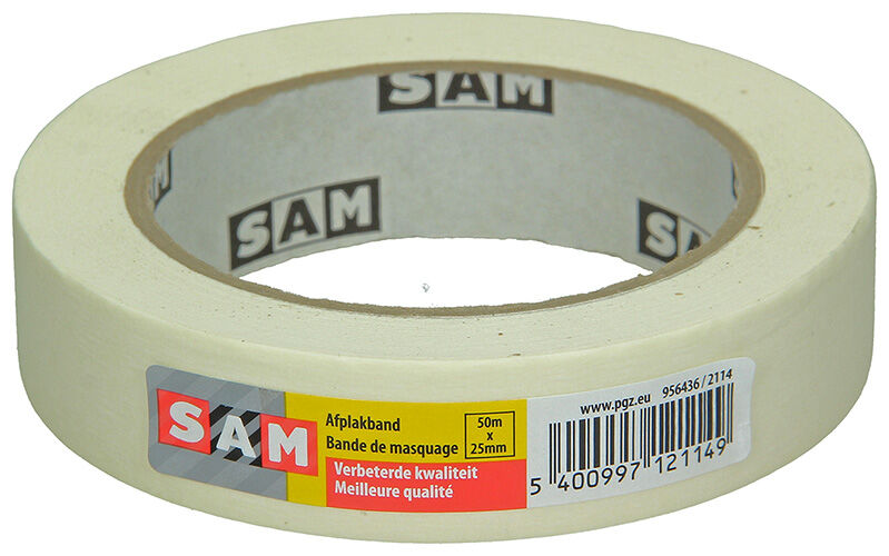 SAM 50m x 25mm - Afplaktape - Wit - 11x11x2.5 cm - 2.7 cm SAM 50m x 25mm - Afplaktape - Wit - 11x11x2.5 cm - 2.7 cm