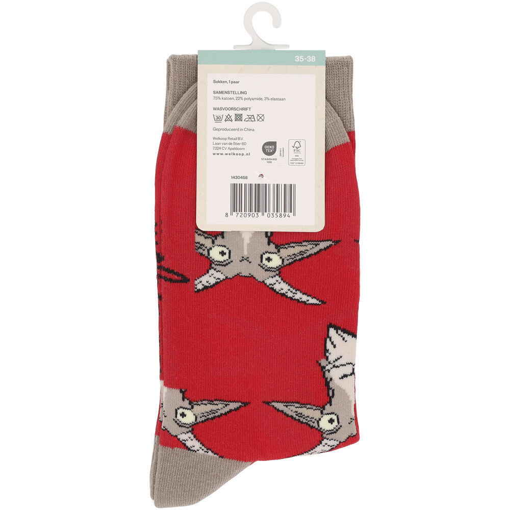 Welkoop Fun Geit - Sokken - Rood - 35-38