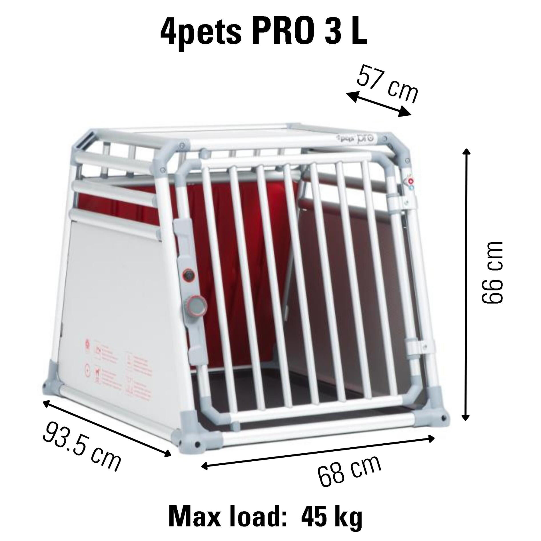 4Pets Pro 3 - Autobench Hond - 66.00 cm - chroom - 6868.00 cm - L - 93.50 cm