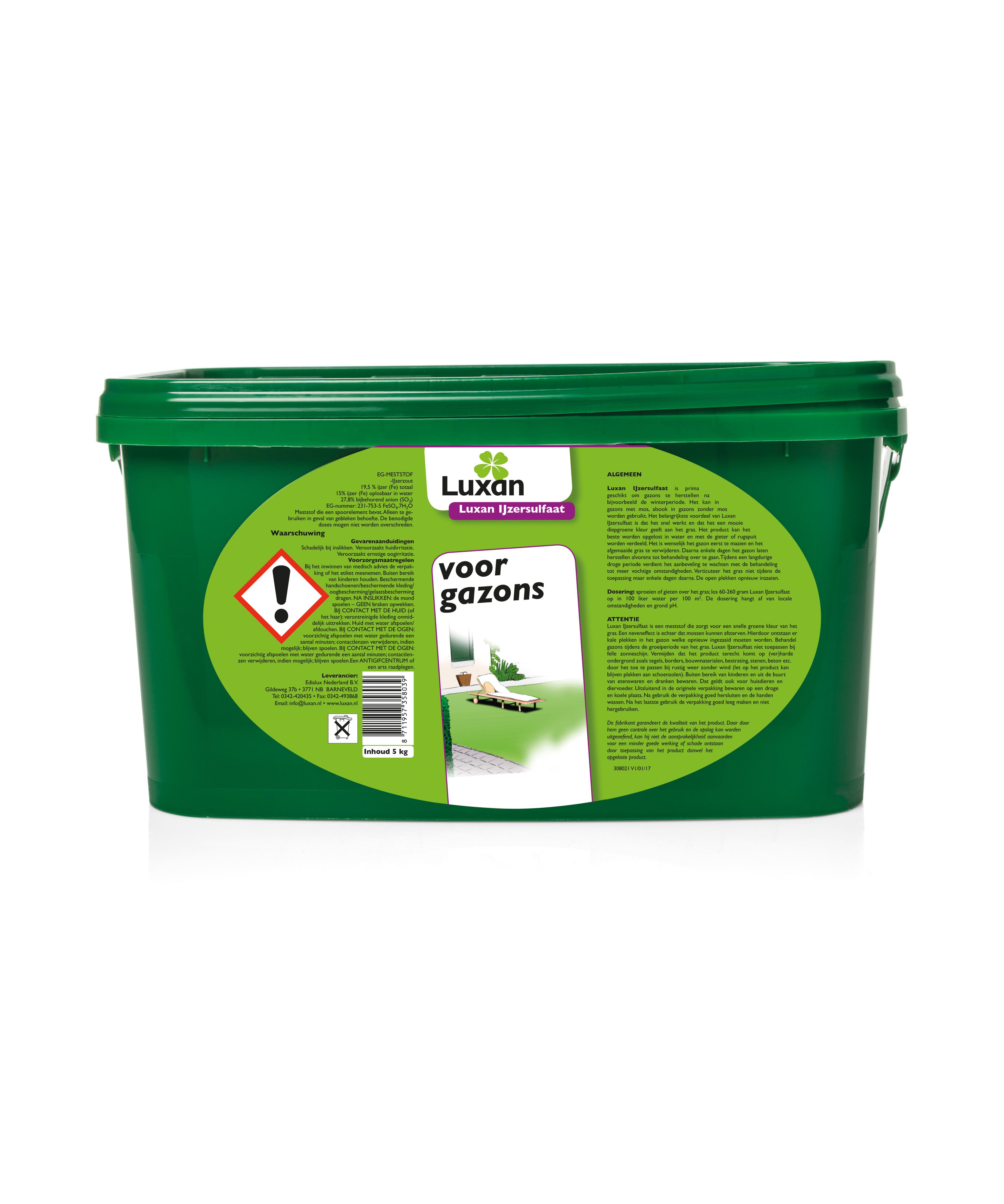 Luxan IJzersulfaat  - Voor gazons - 5 Luxan IJzersulfaat  - Voor gazons - 5