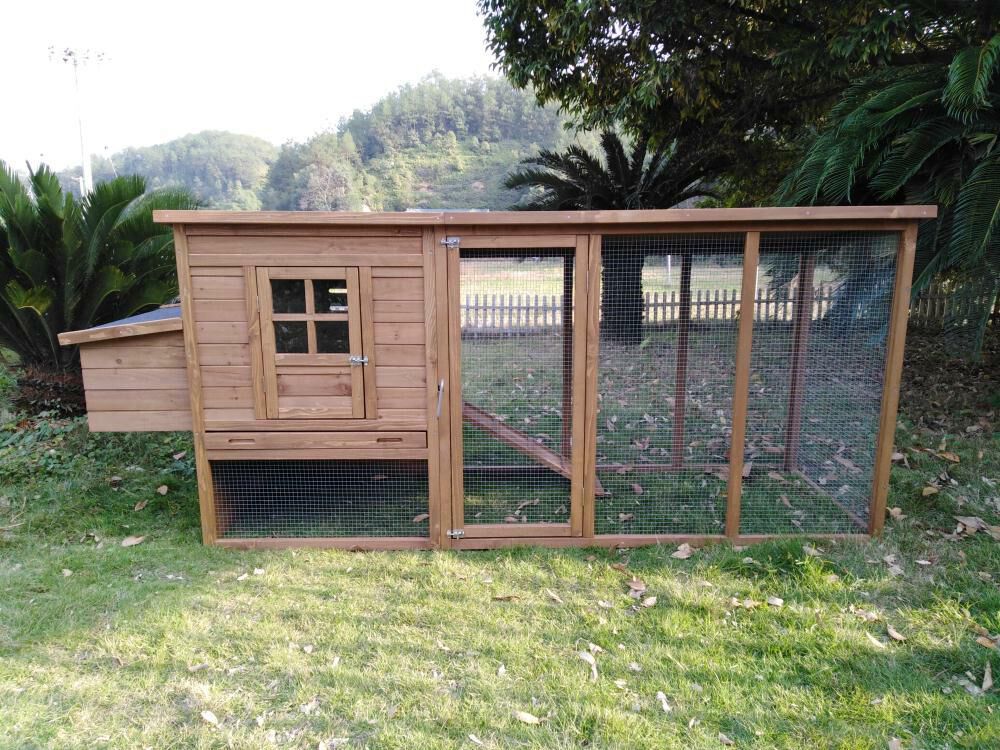 Rechthoek XL - Kippenhok met ren - 103.00 cm - Bruin - 250.00 cm - 75.50 cm