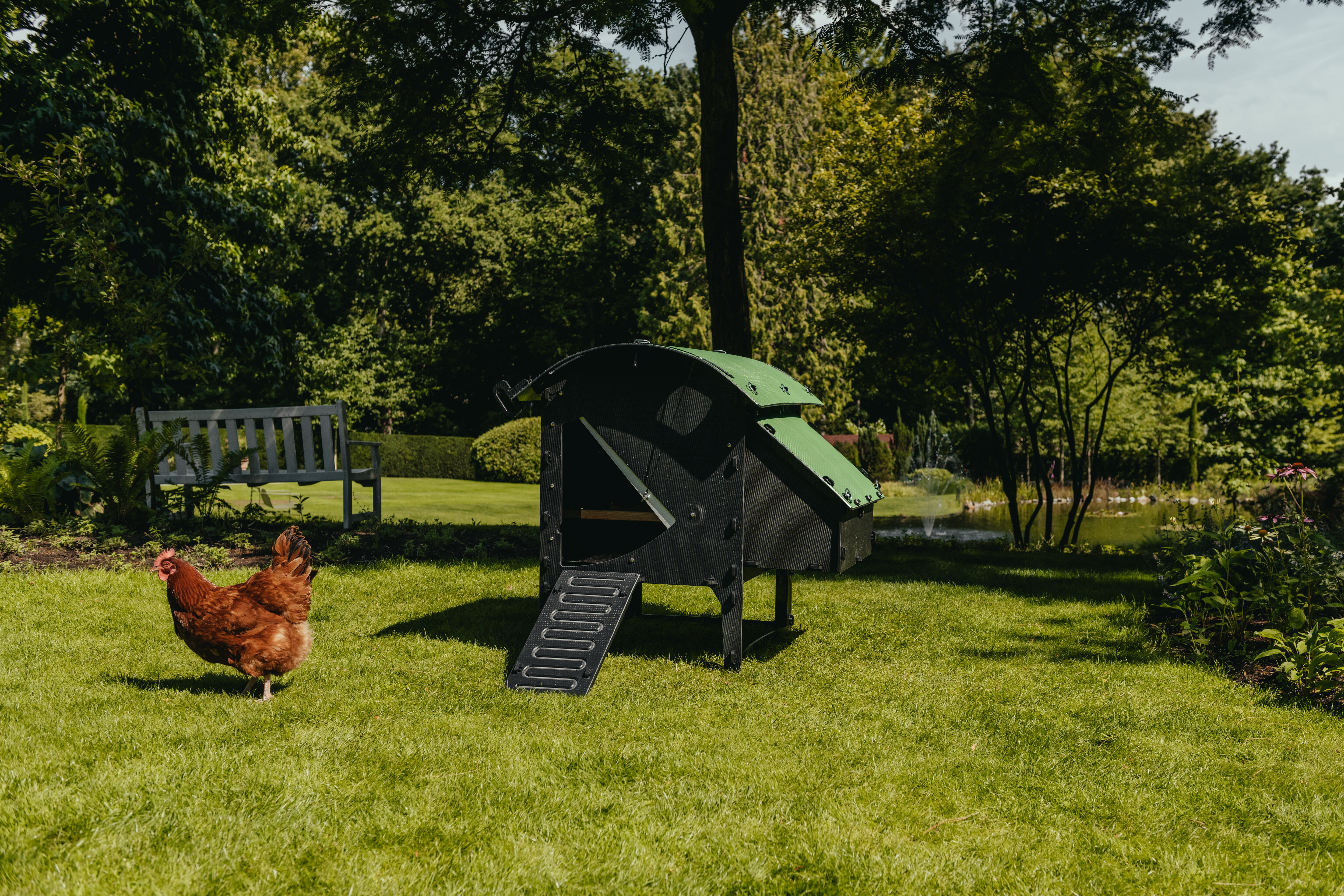 Nestera Lodge - Kippenhok - 4 tot 6 kippen - 99.50 cm - Zwart/Groen - 59.00 cm - M - 80.00 cm