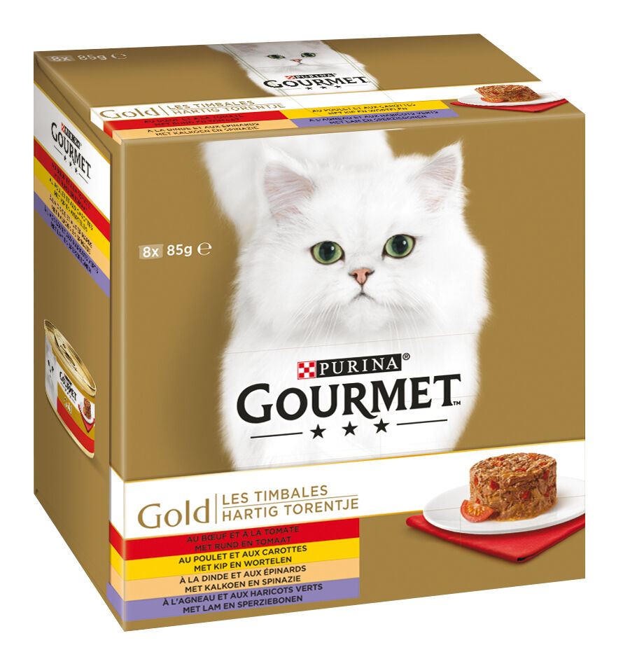 Gourmet Gold Hartig Torentje Multipack - Kattenvoer - 8x85 gram - Rund - 680 gram