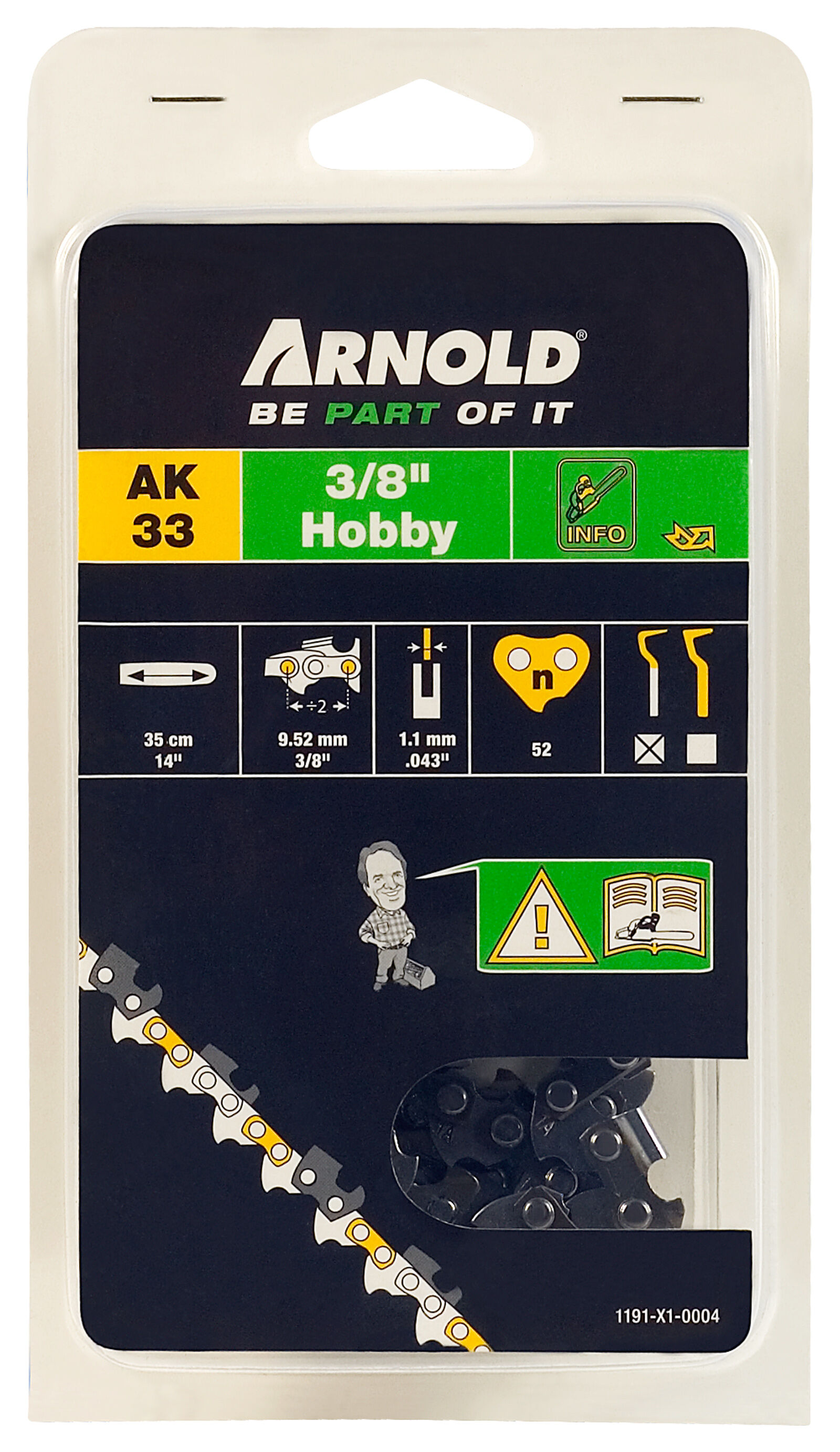 Arnold AK33 3/8 1.1mm 52 schakels - Zaagketting Arnold AK33 3/8 1.1mm 52 schakels - Zaagketting