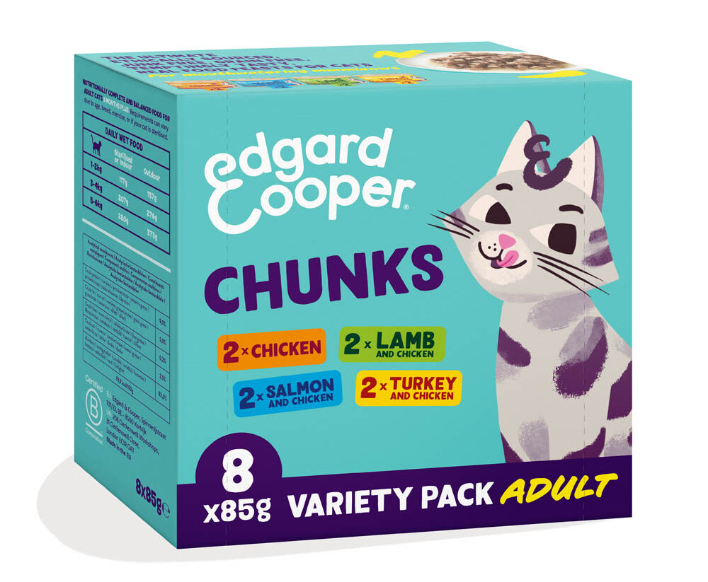 Edgard & Cooper Multipack Stukjes in saus - Kattenvoer - 8x85 gram - 85 - lam, zalm, kip Edgard & Cooper Multipack Stukjes in saus - Kattenvoer - 8x85 gram - 85 - lam, zalm, kip
