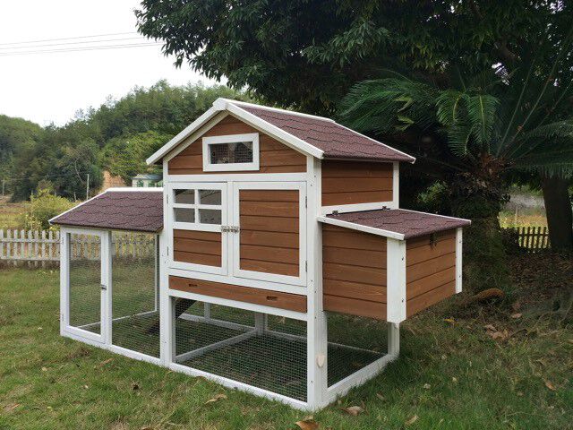 Villa Multi - Kippenhok met ren - 1.00 cm - Wit/bruin - 236.00 cm - 1.00 cm