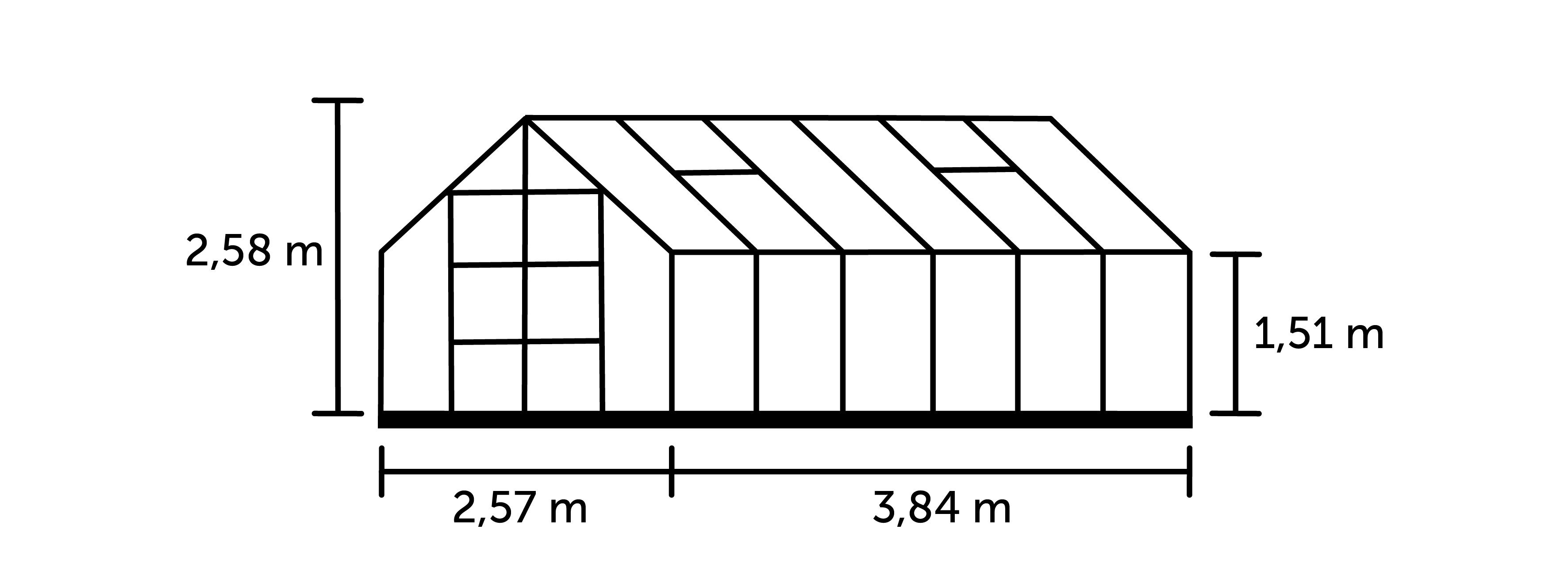 Halls Magnum 128 - Tuinkas - 258.00 cm - Zwart - Veiligheidsglas - 257.00 cm - 384.00 cm
