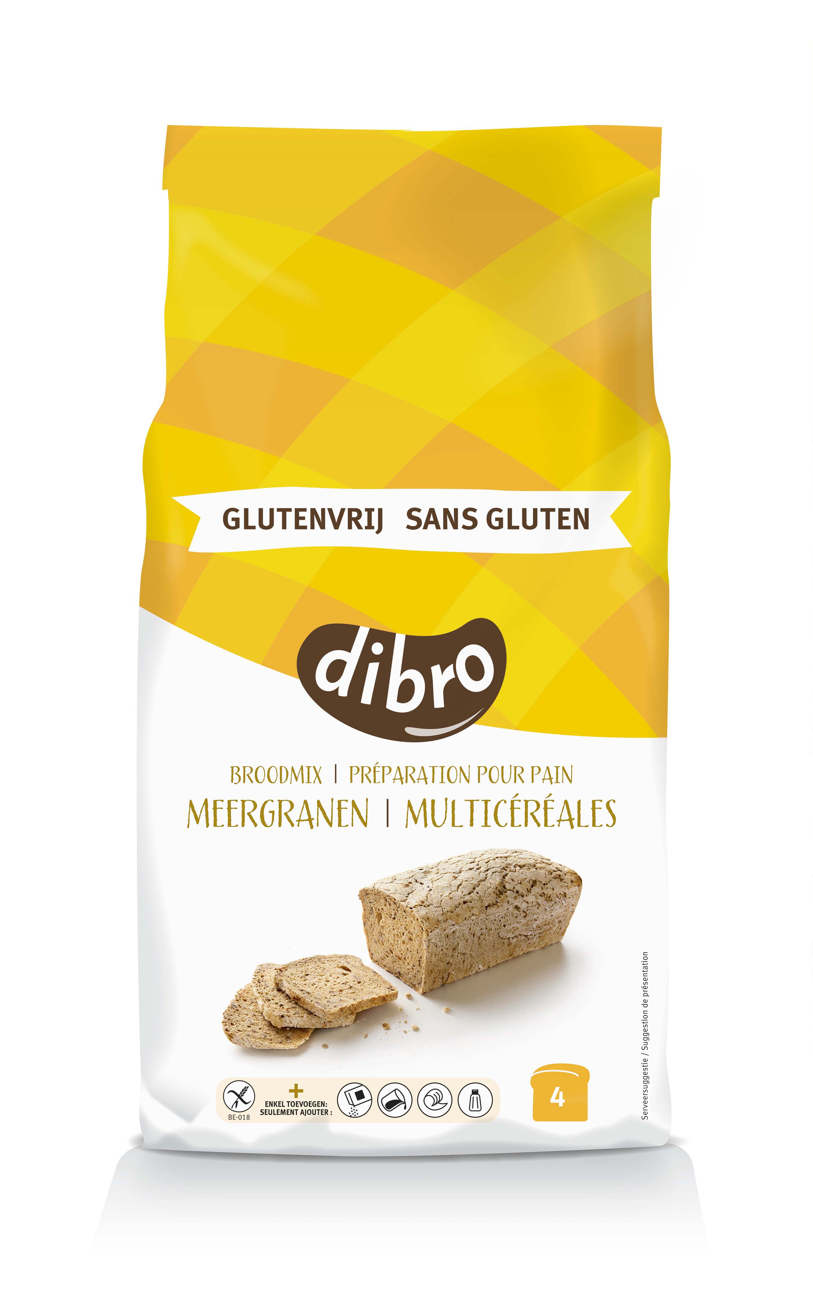 Dibro Meergranen Broodmix Glutenvrij - Broodmeel Dibro Meergranen Broodmix Glutenvrij - Broodmeel