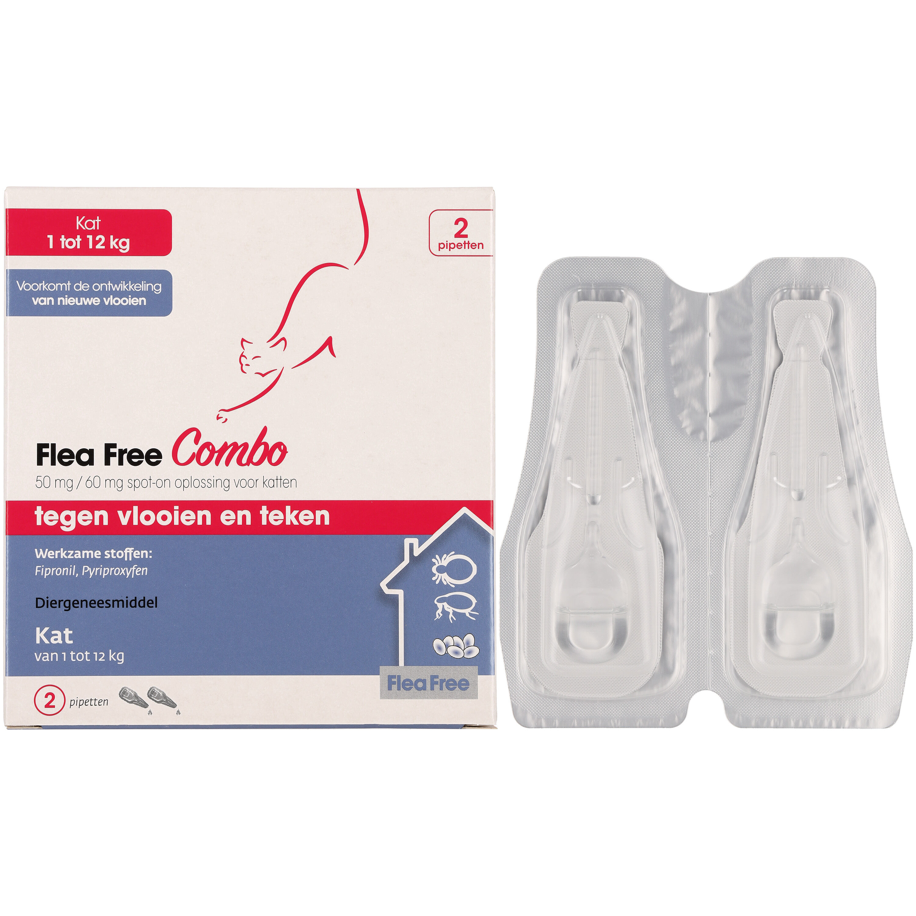 Flea Free Ectoline duo Kat 2 pipetten - Vlooien- en tekenmiddel