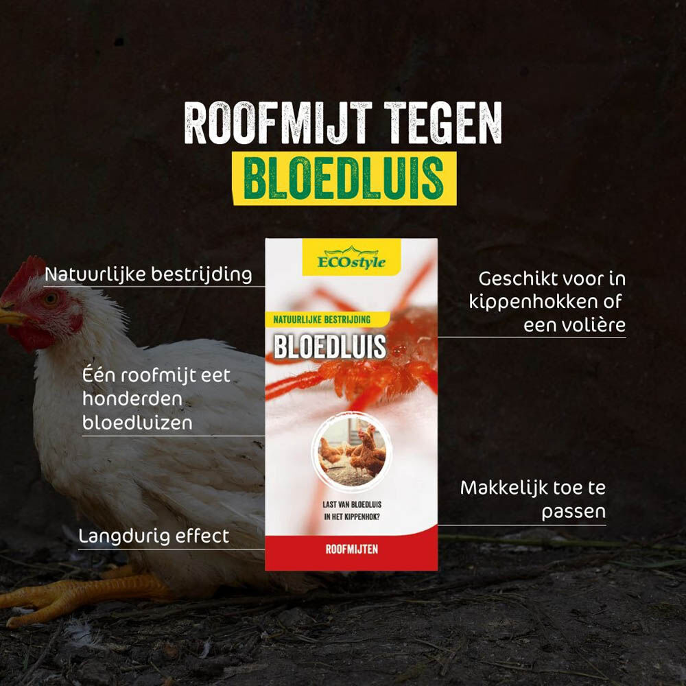 ECOstyle Roofmijt - Tegen bloedluis - 10 m² - 10000 stuks