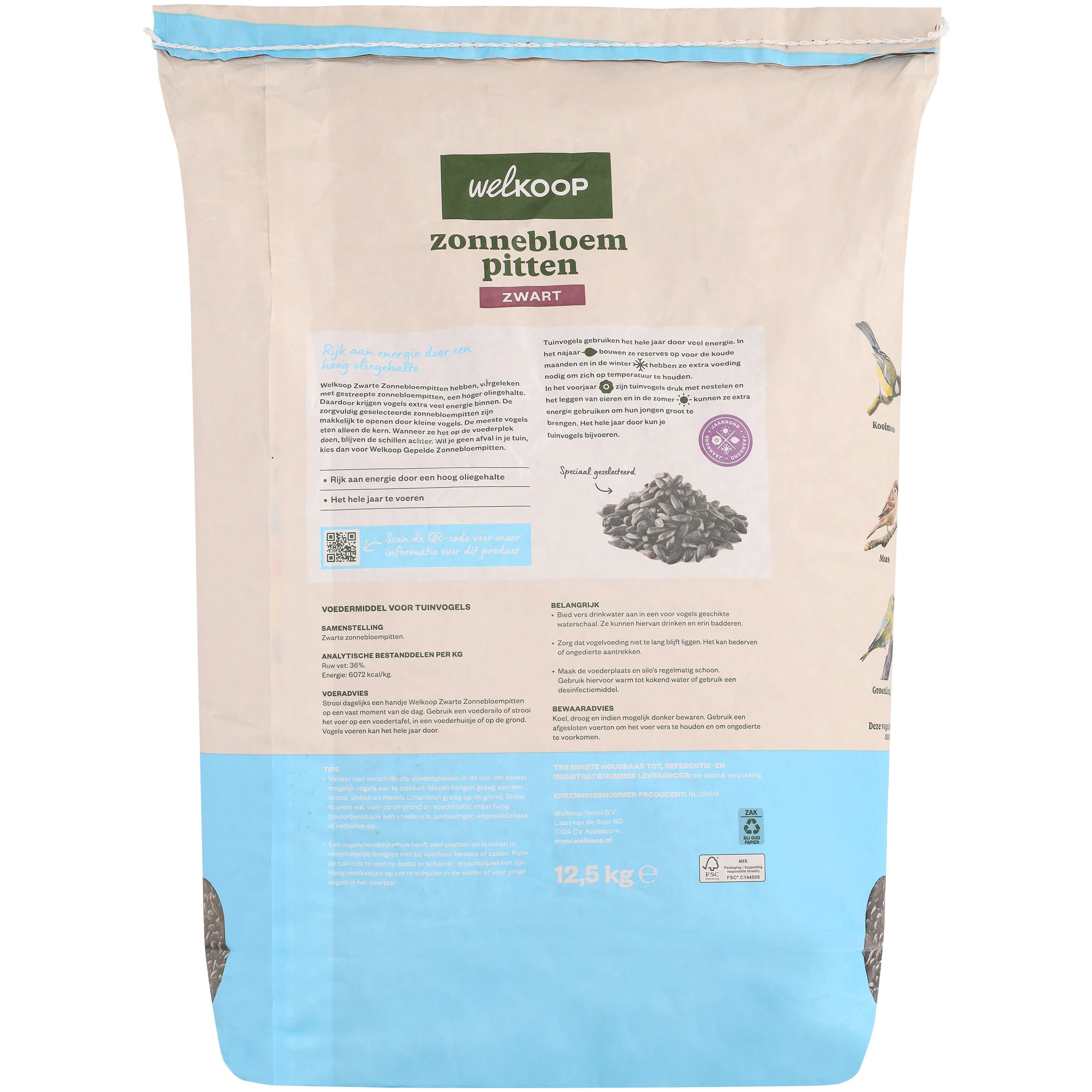 Welkoop - Zwarte Zonnebloempitten - Tuinvogelvoer - 12.5