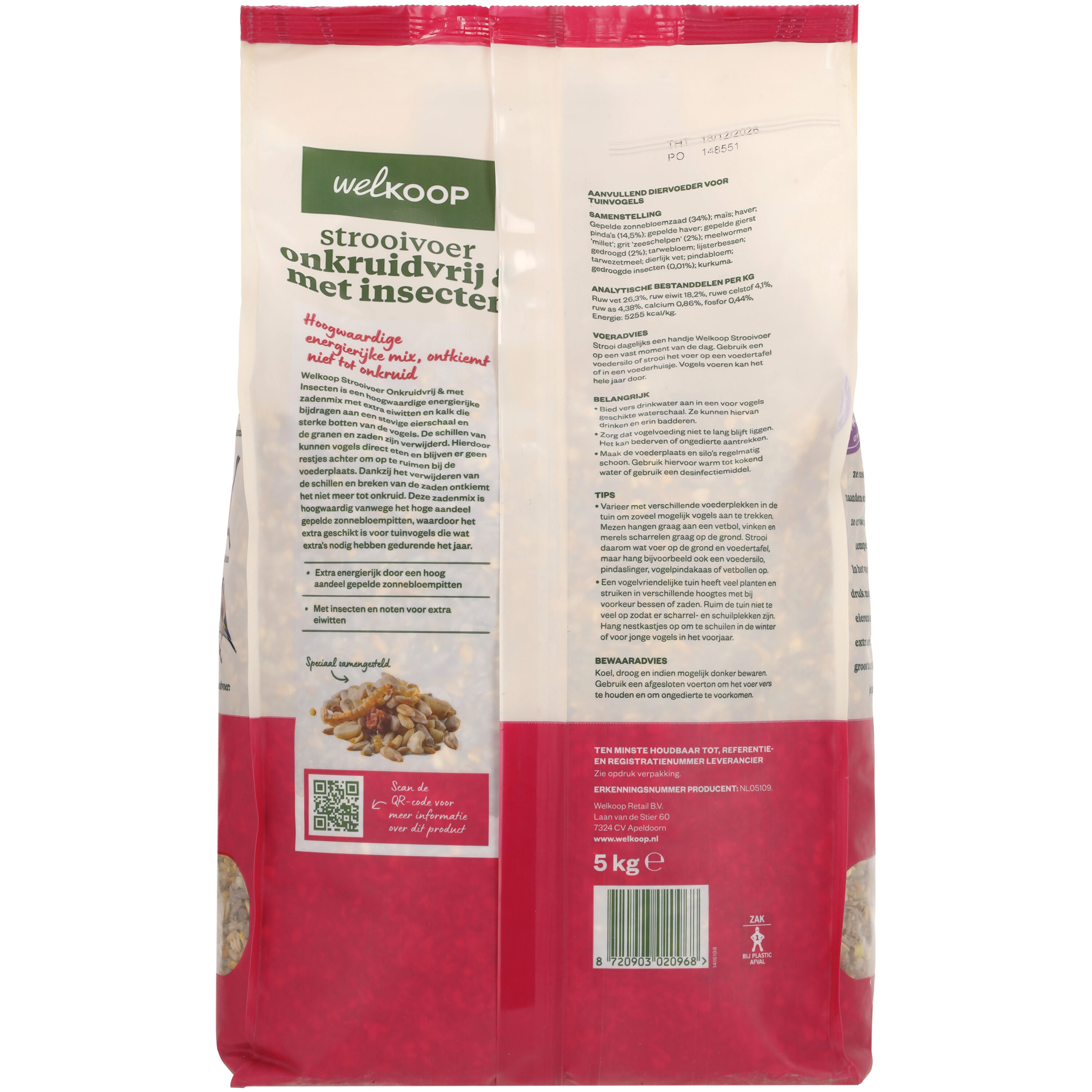Welkoop - Strooivoer met Insecten - Onkruidvrij - Tuinvogelvoer - 30.00 cm - 5.00 - 24.00 cm - insecten - 16.00 cm