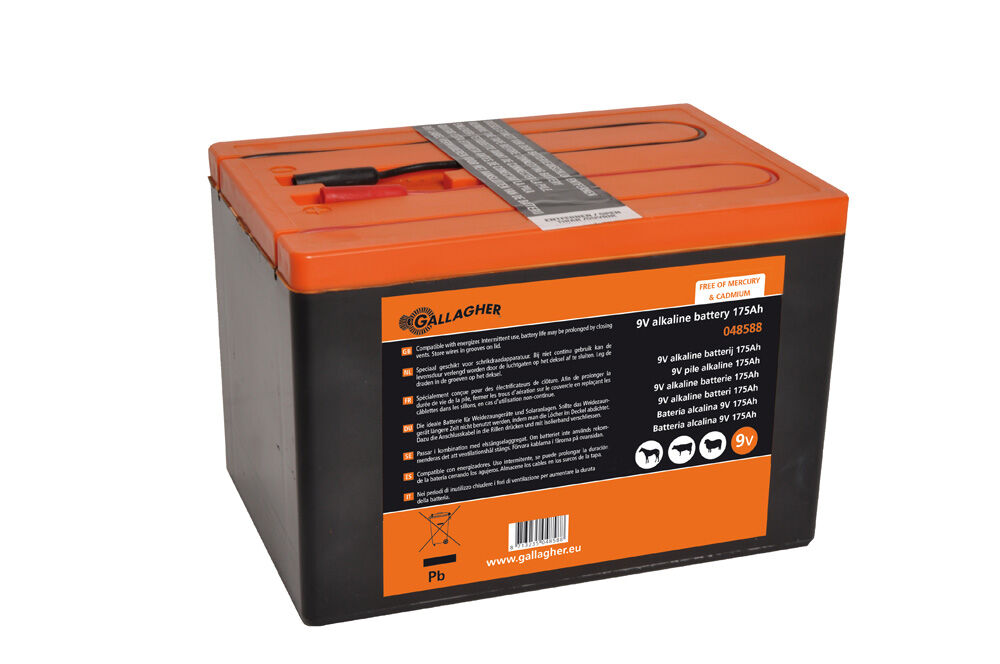 Gallagher Powerpack - Batterij - 16 cm - Zwart / oranje - 9V - 18.5 cm - 175 Ah