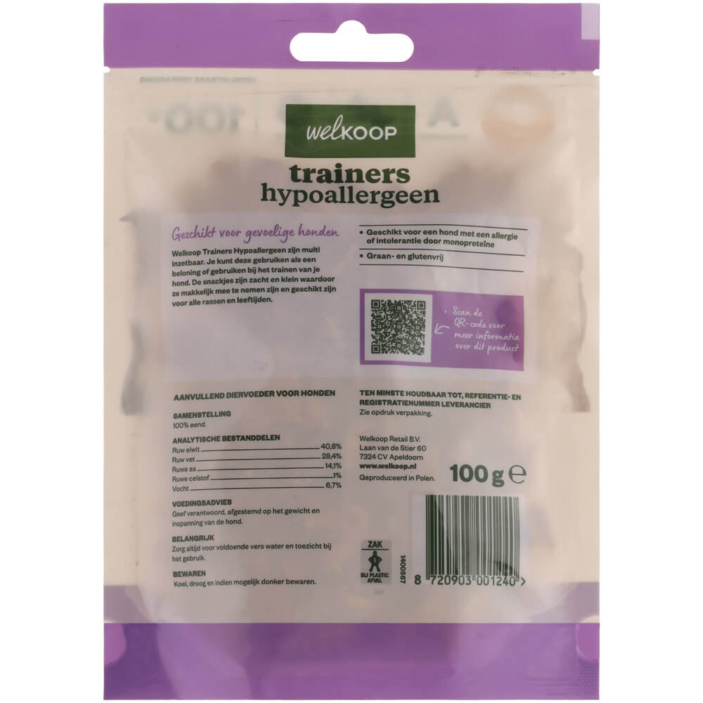 Welkoop Trainers Hypoallergeen - Hondensnacks - 20.00 cm - 100.00 - 14.00 cm - eend - 2.00 cm