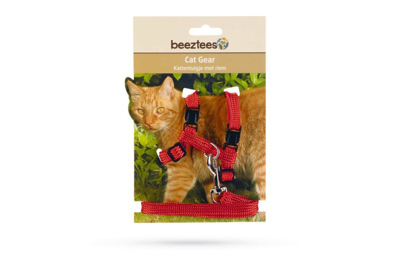 BEEZTEES - Kattentuigje - Rood - 10 mm - 100 cm BEEZTEES - Kattentuigje - Rood - 10 mm - 100 cm