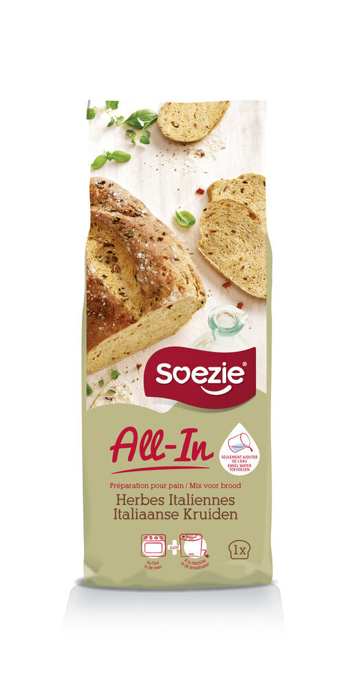 Soezie All-in-mix Italiaans kruidenbrood - Broodmeel Soezie All-in-mix Italiaans kruidenbrood - Broodmeel