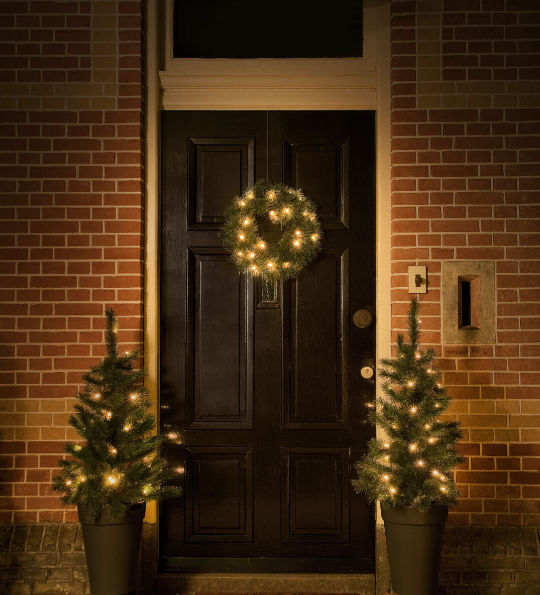 Black Box Trees 2 kunstkerstbomen & Krans LED - Kunstkerstboomset - 85 - 90 cm - Groen